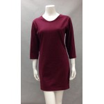 Wms Fine Gauge Dress Solid Burgundy